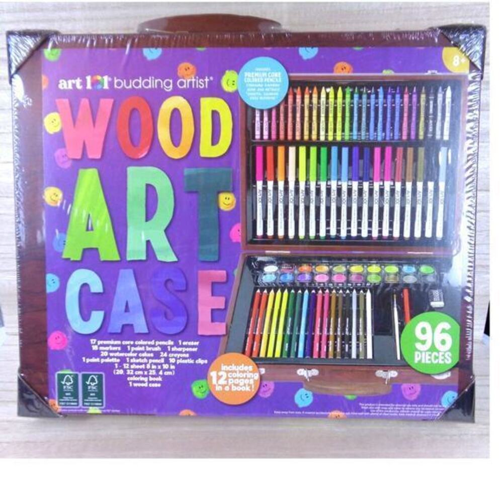 Art 101 Budding Artist Multifunctional Set Wood Art Case with‎ 96 Pieces Age 8+